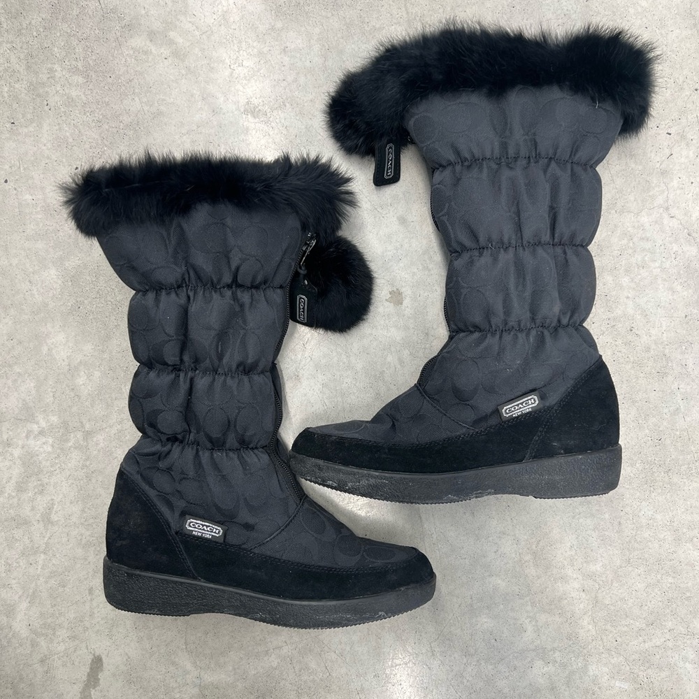 Coach Black Winter Boots 🖤 Size 7.5 Fur Frim Boots